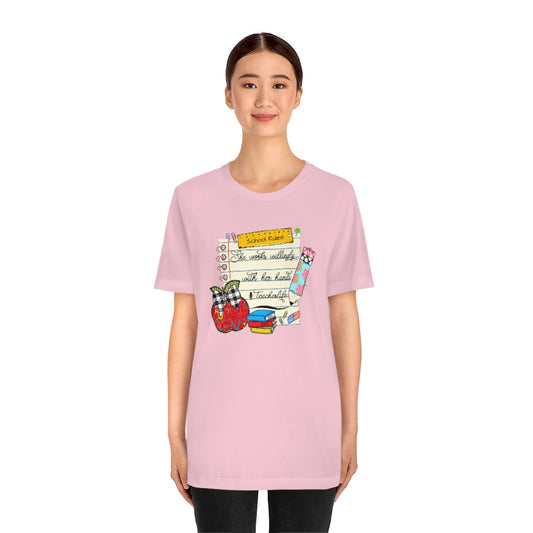 She Works Willingly With Her Hands Teacher T-Shirt