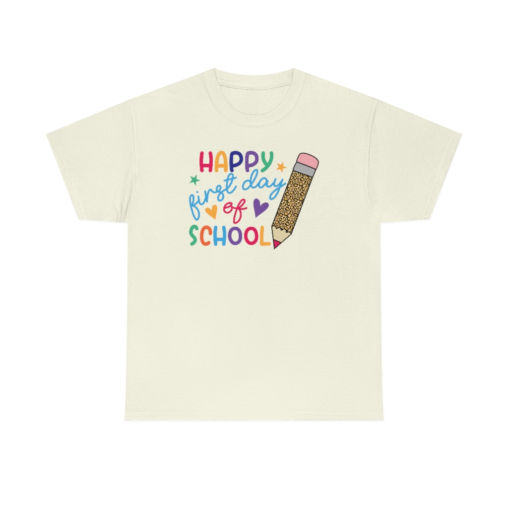 Happy First Day of School Leopard Pencil Adult Tee